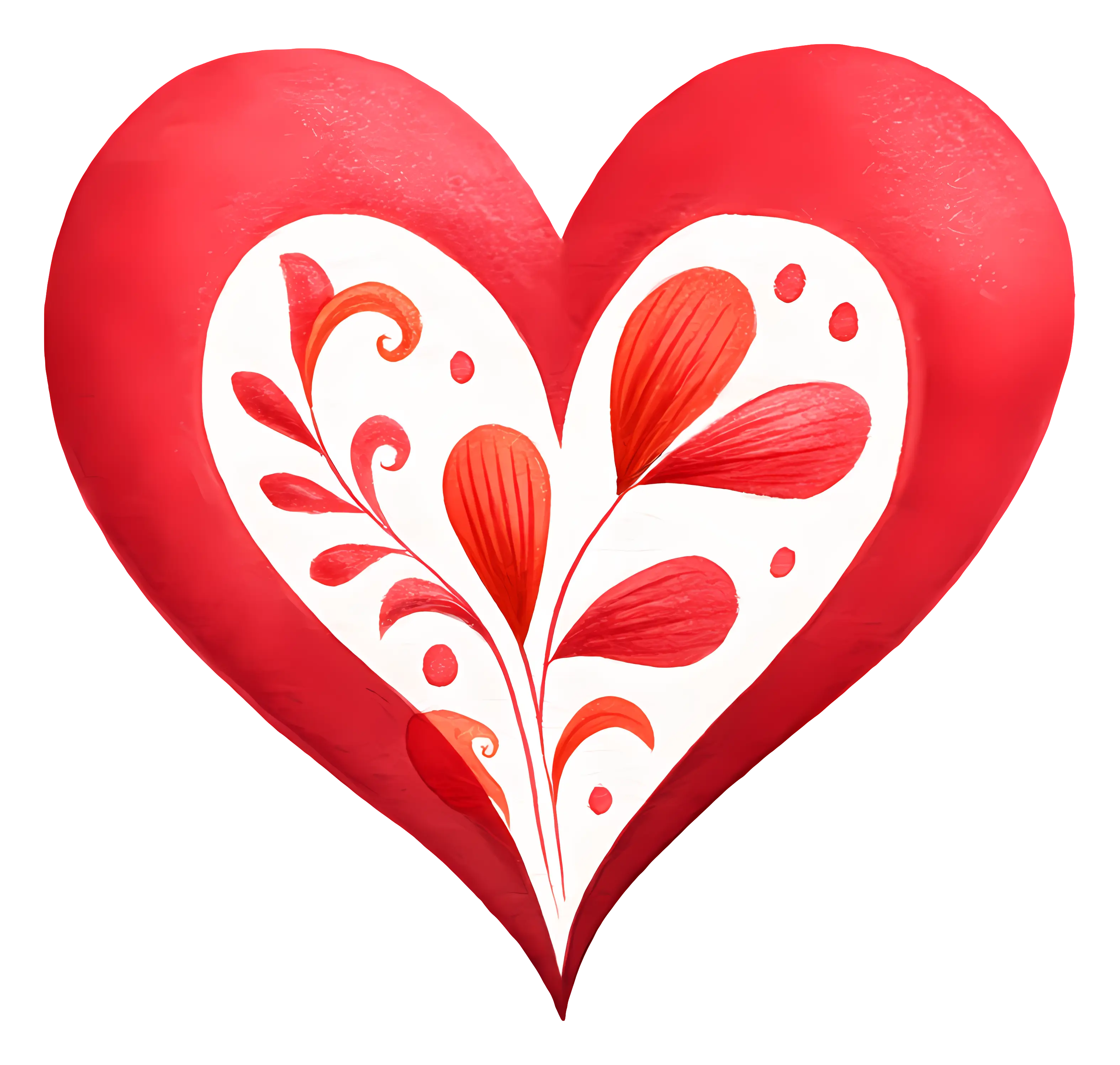 Red Heart with Floral Design