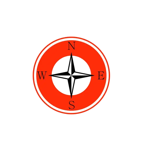 Red and White Compass
