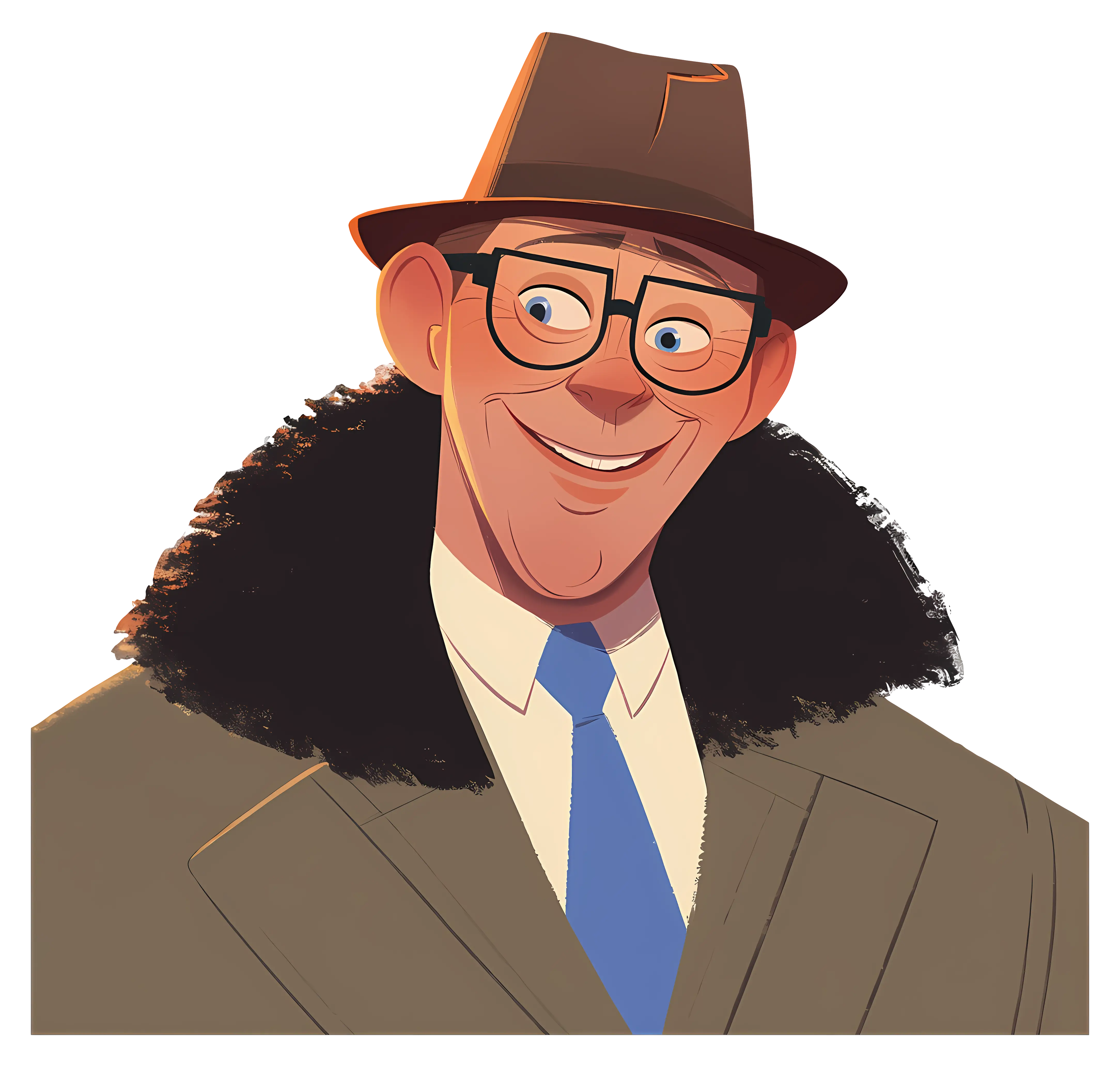 Smiling Man in Hat Illustration