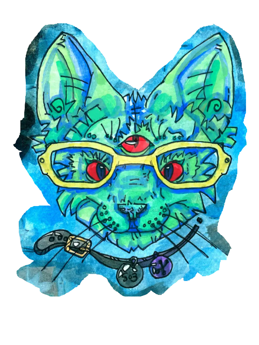 Whimsical Cat with Glasses