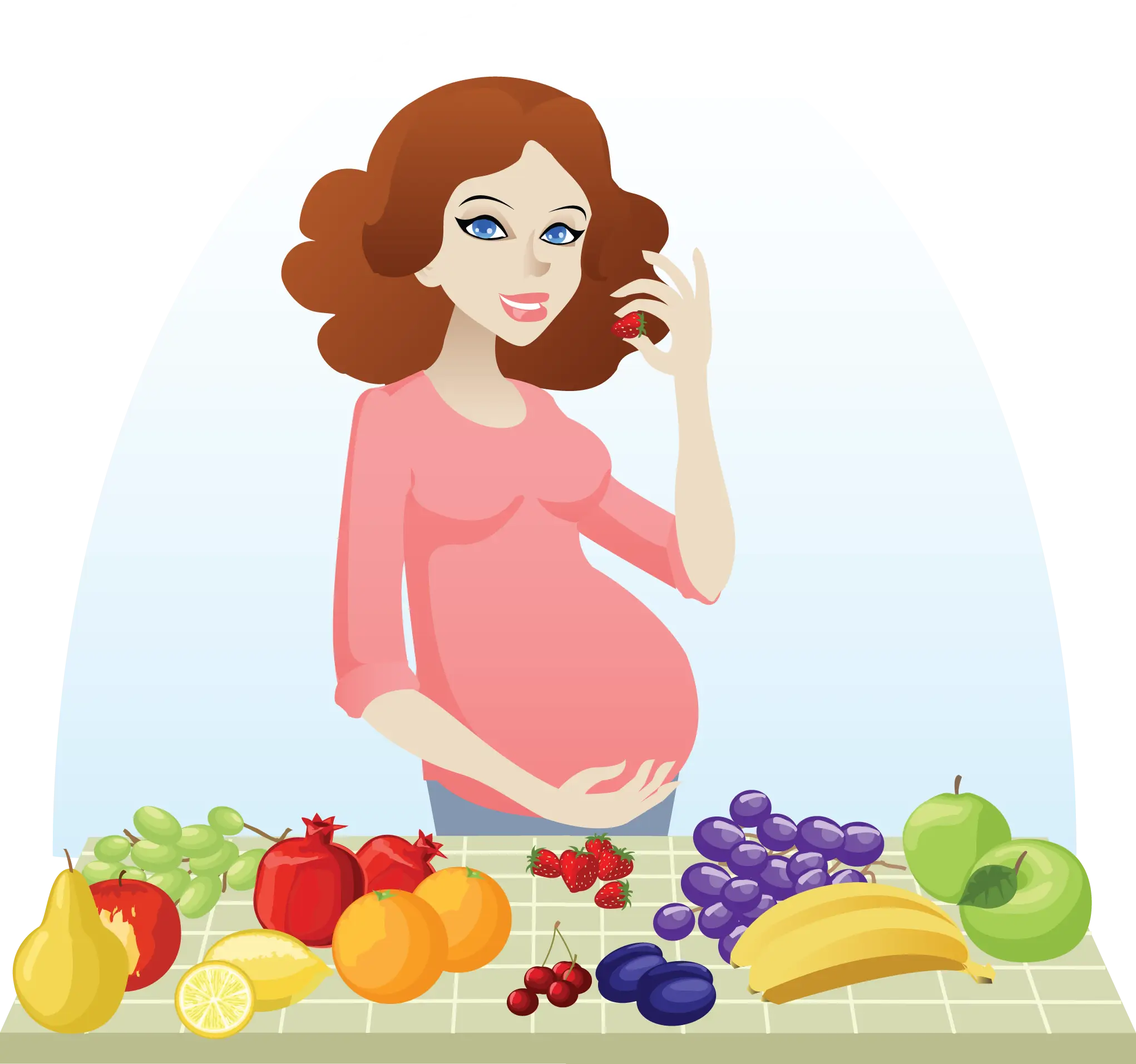 Pregnant Woman with Fruits