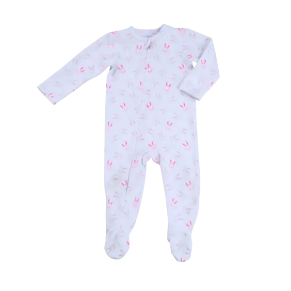 White and Pink Patterned Baby Onesie