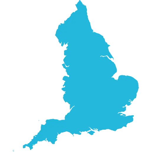 Map of England in Blue Silhouette