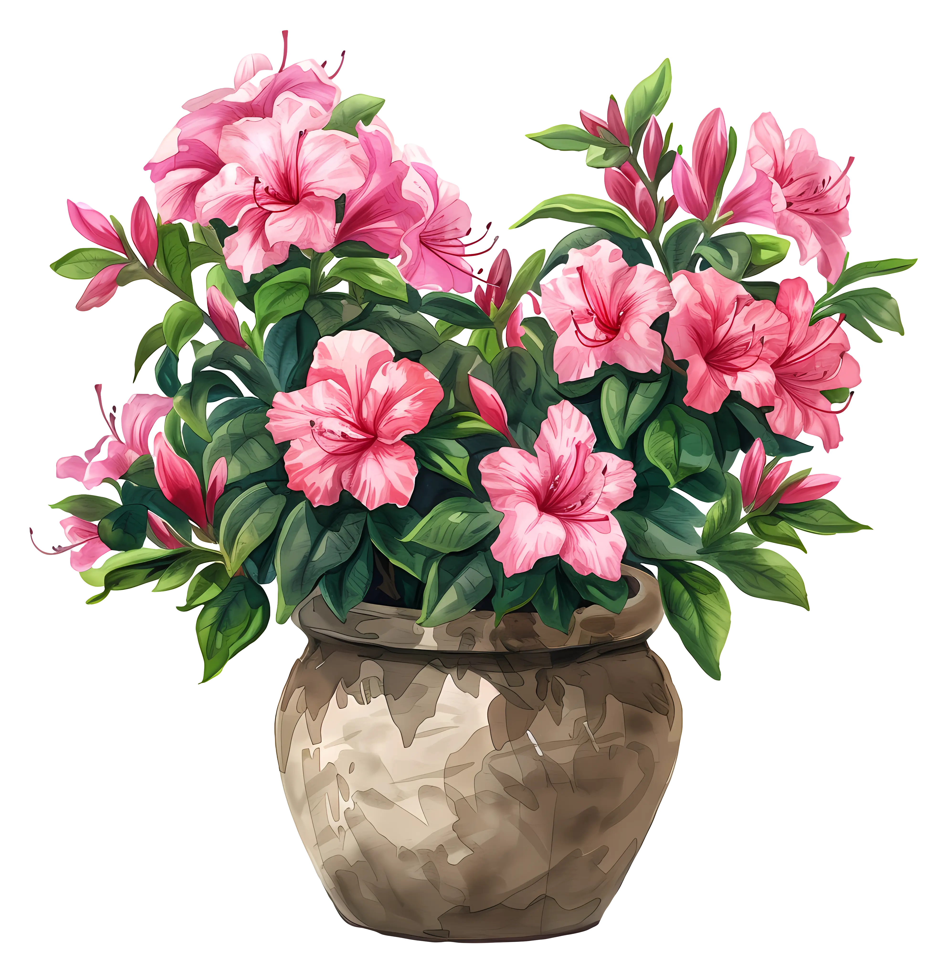 Pink Flowers in a Pot Illustration