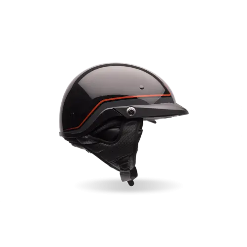 Black Motorcycle Helmet with Strap Design