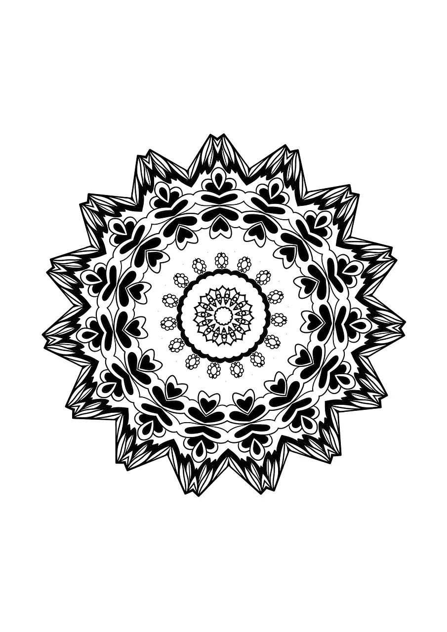 Intricate Black and White Mandala Pattern