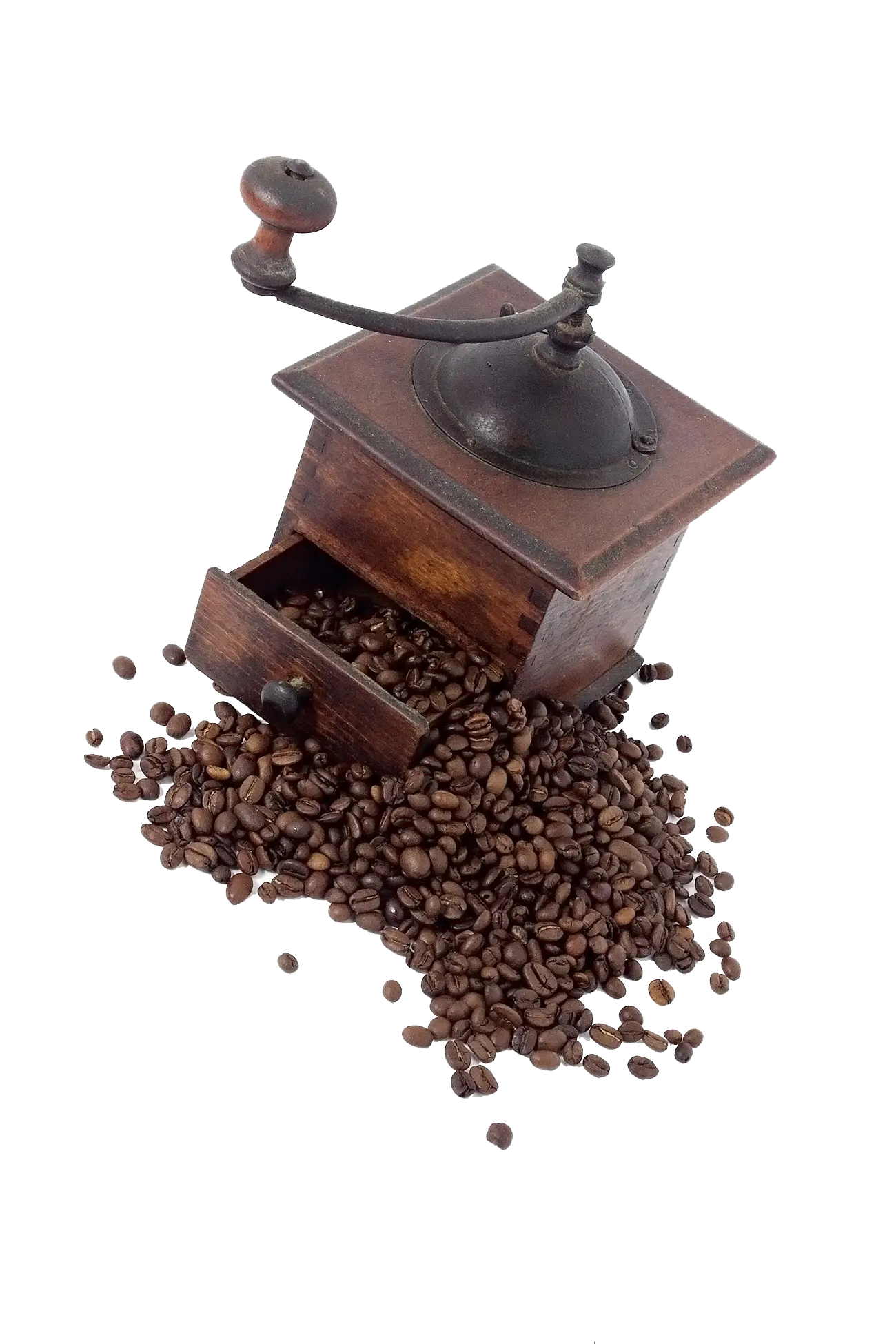 Vintage Coffee Grinder with Spilled Beans