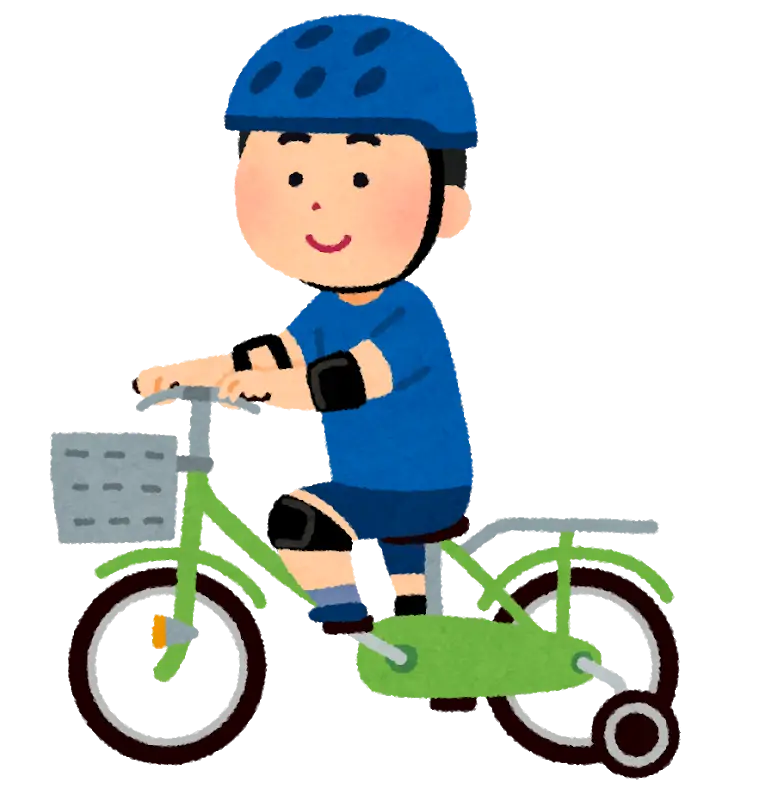 Boy Riding a Bicycle with Helmet
