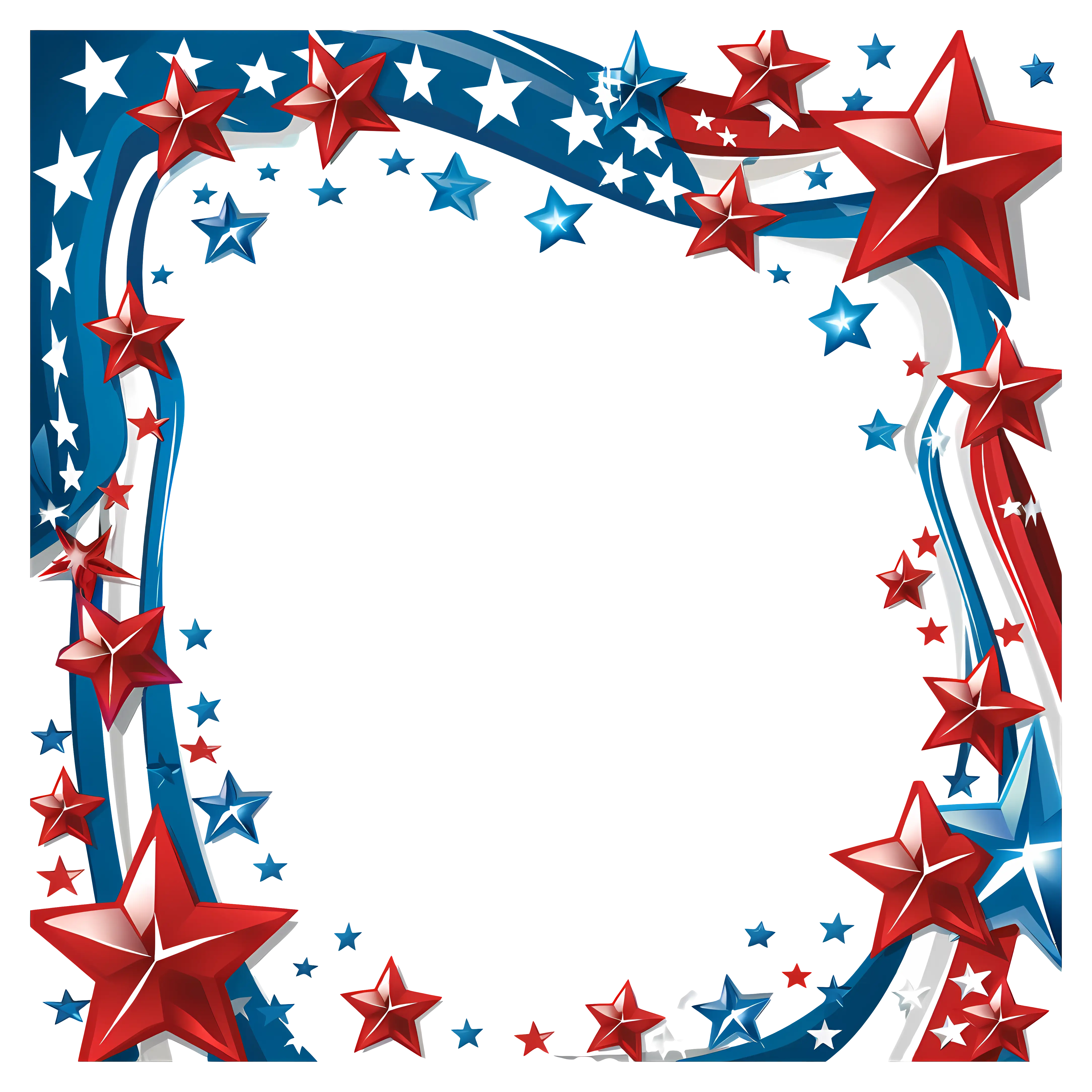 Patriotic Frame with Red and Blue Star Decorations