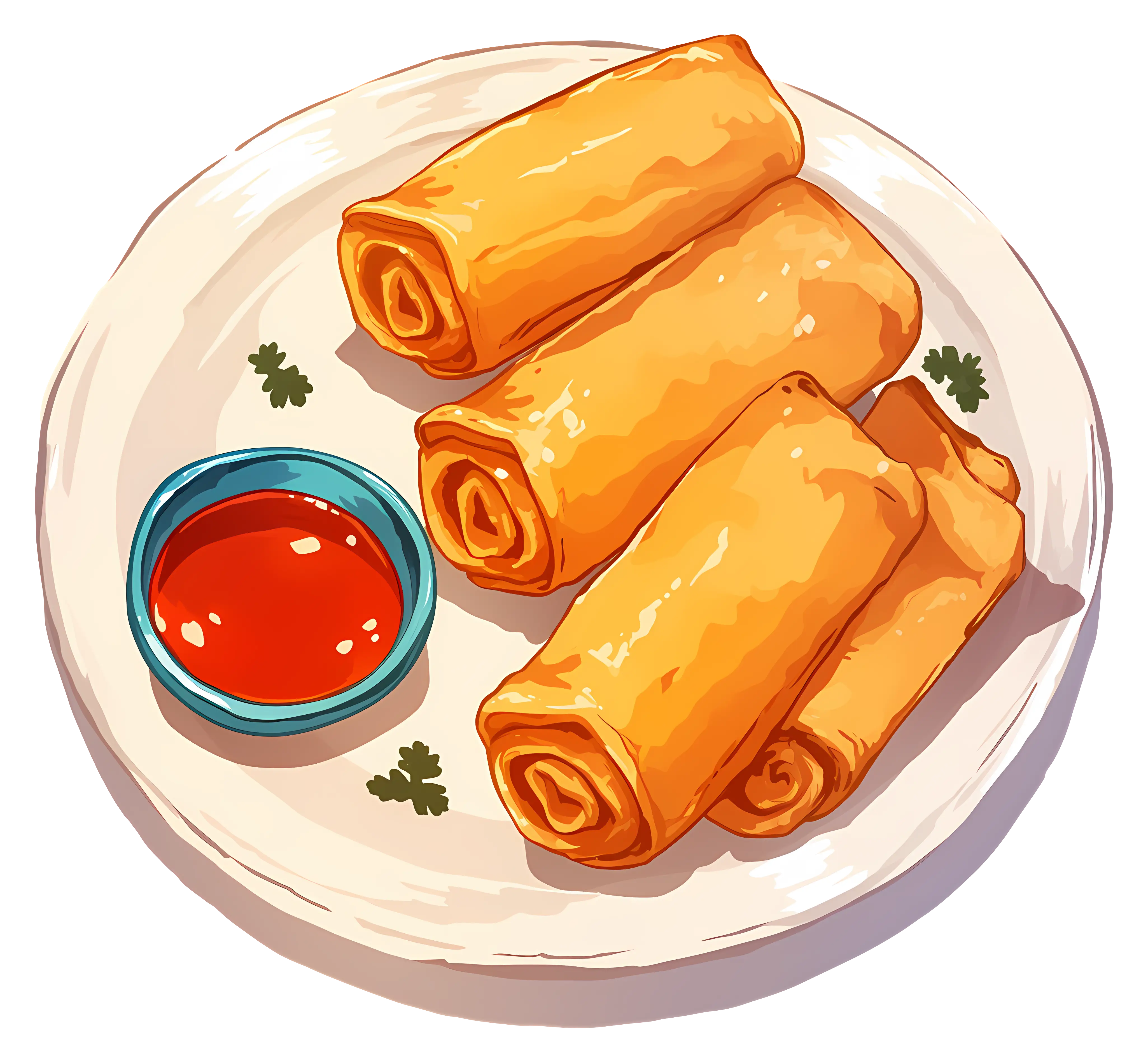Plate of Crispy Spring Rolls