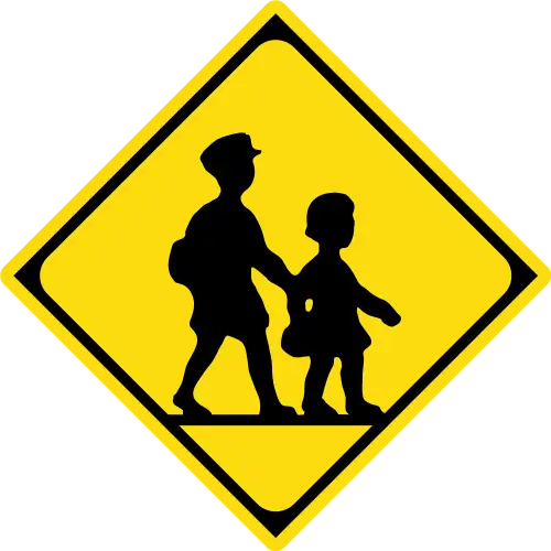 Yellow School Crossing Safety Sign