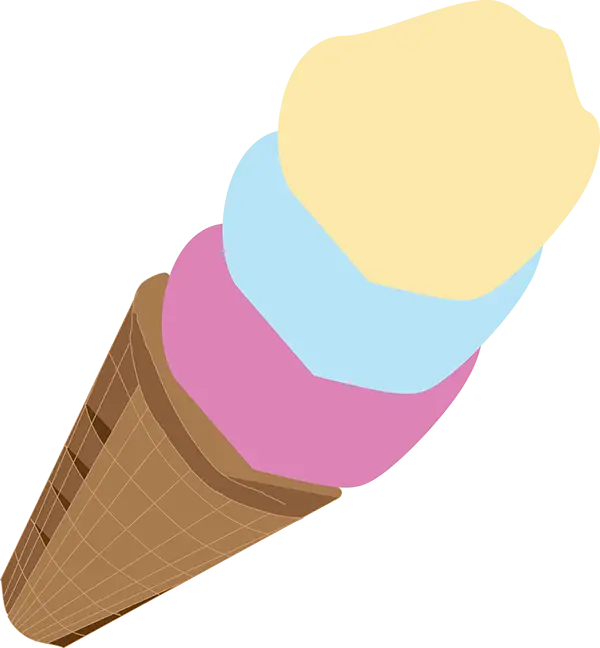 Colorful Ice Cream Cone with Scoops