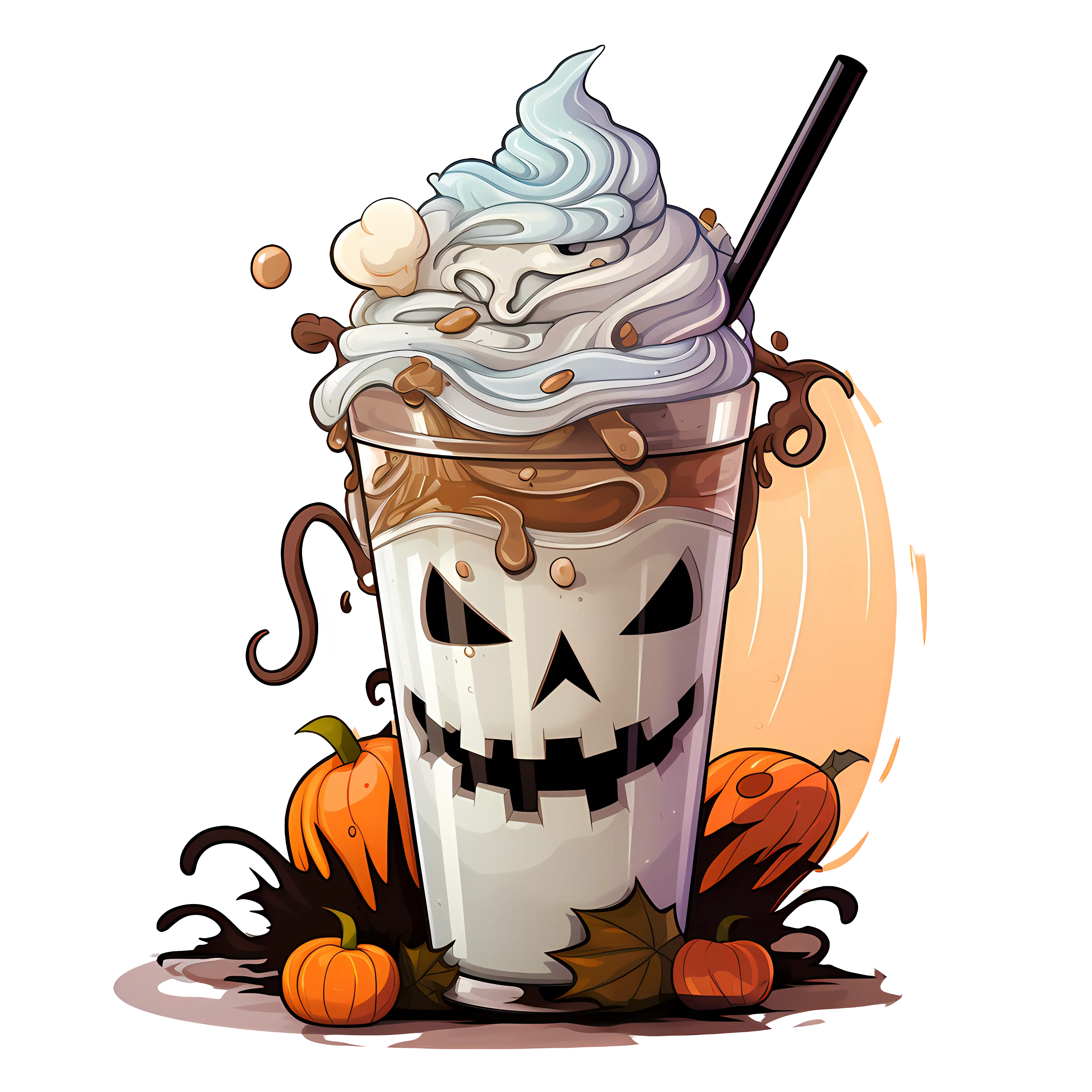 Halloween-Themed Milkshake with Festive Decor