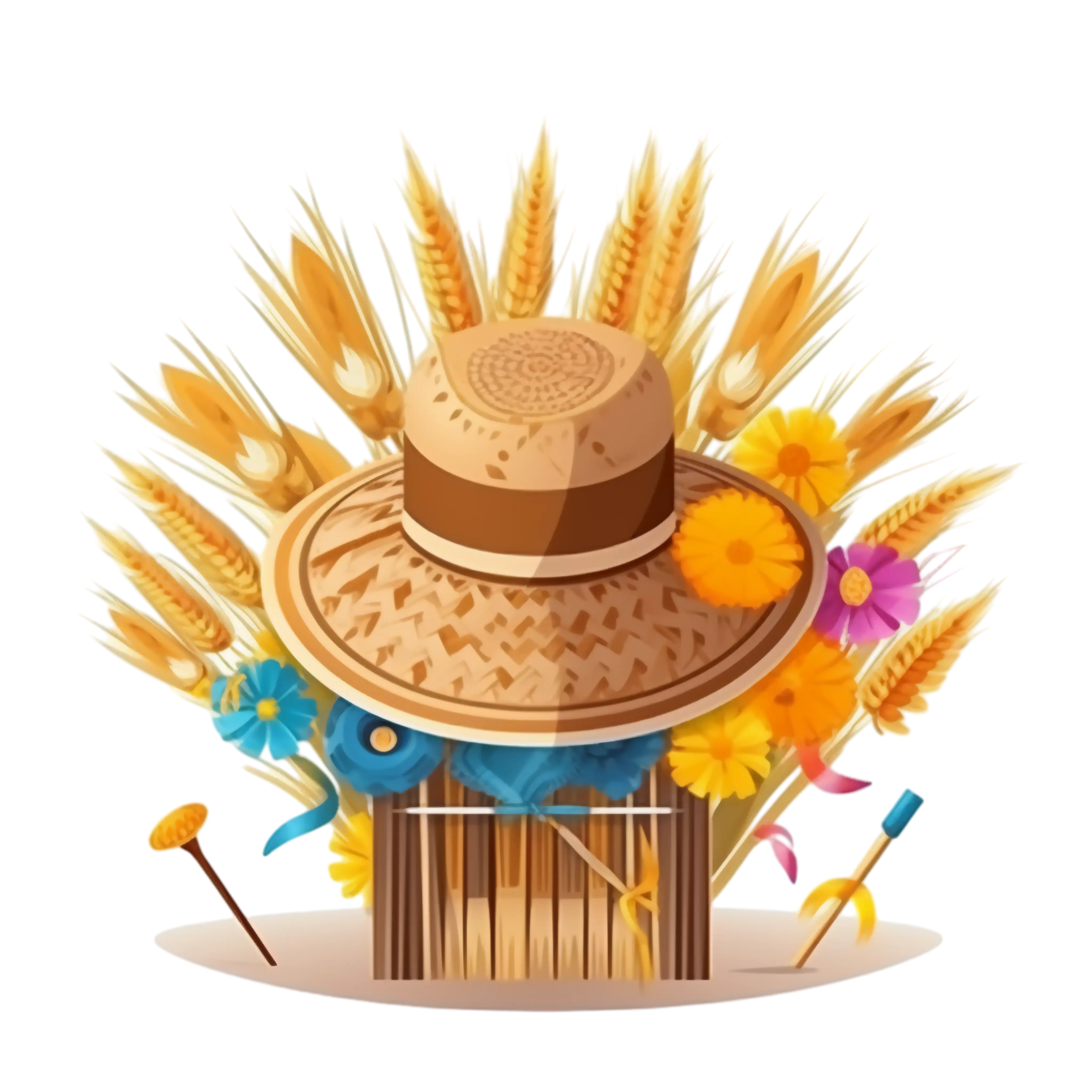 Harvest Hat with Wheat and Flowers