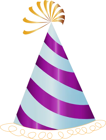 Striped Party Hat with Gold Pom-Pom