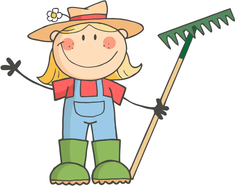 Cartoon Farmer with Rake