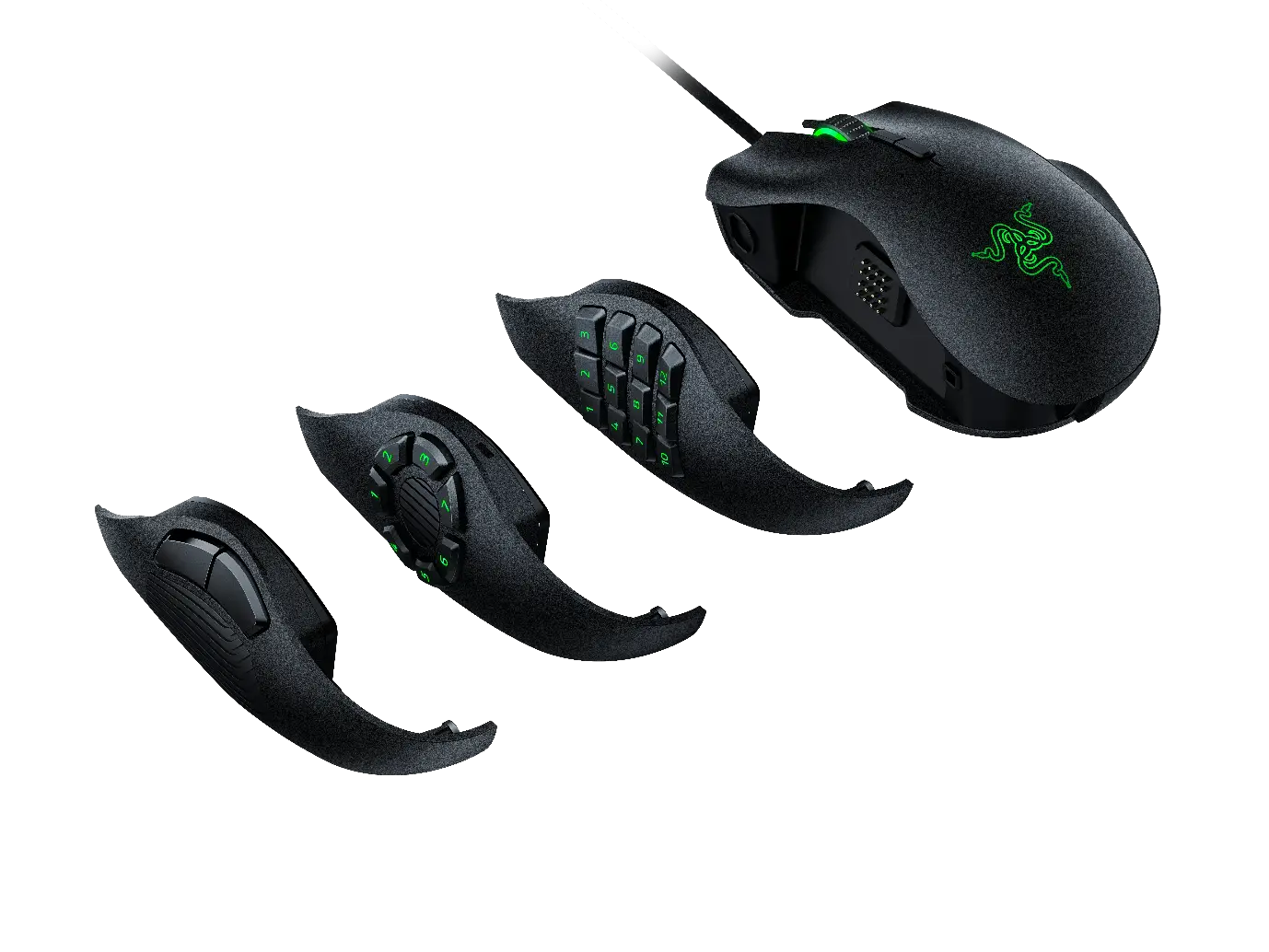Black Modular Gaming Mouse with Attachments