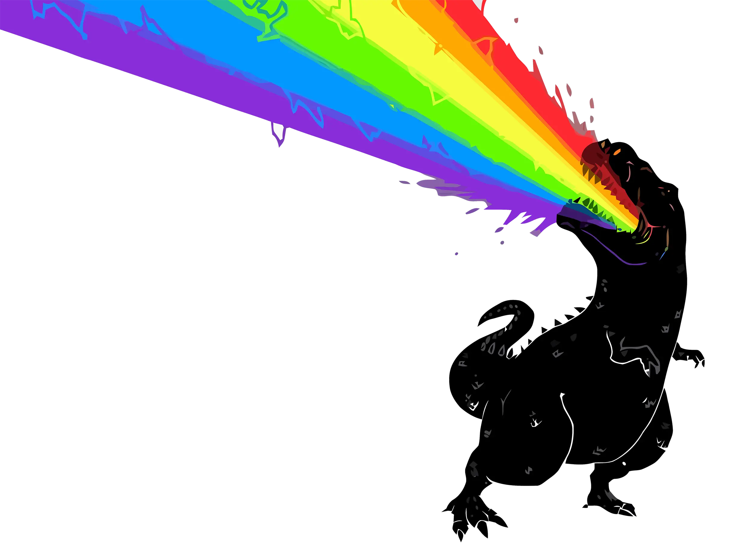 Rainbow-Shooting Dinosaur Illustration