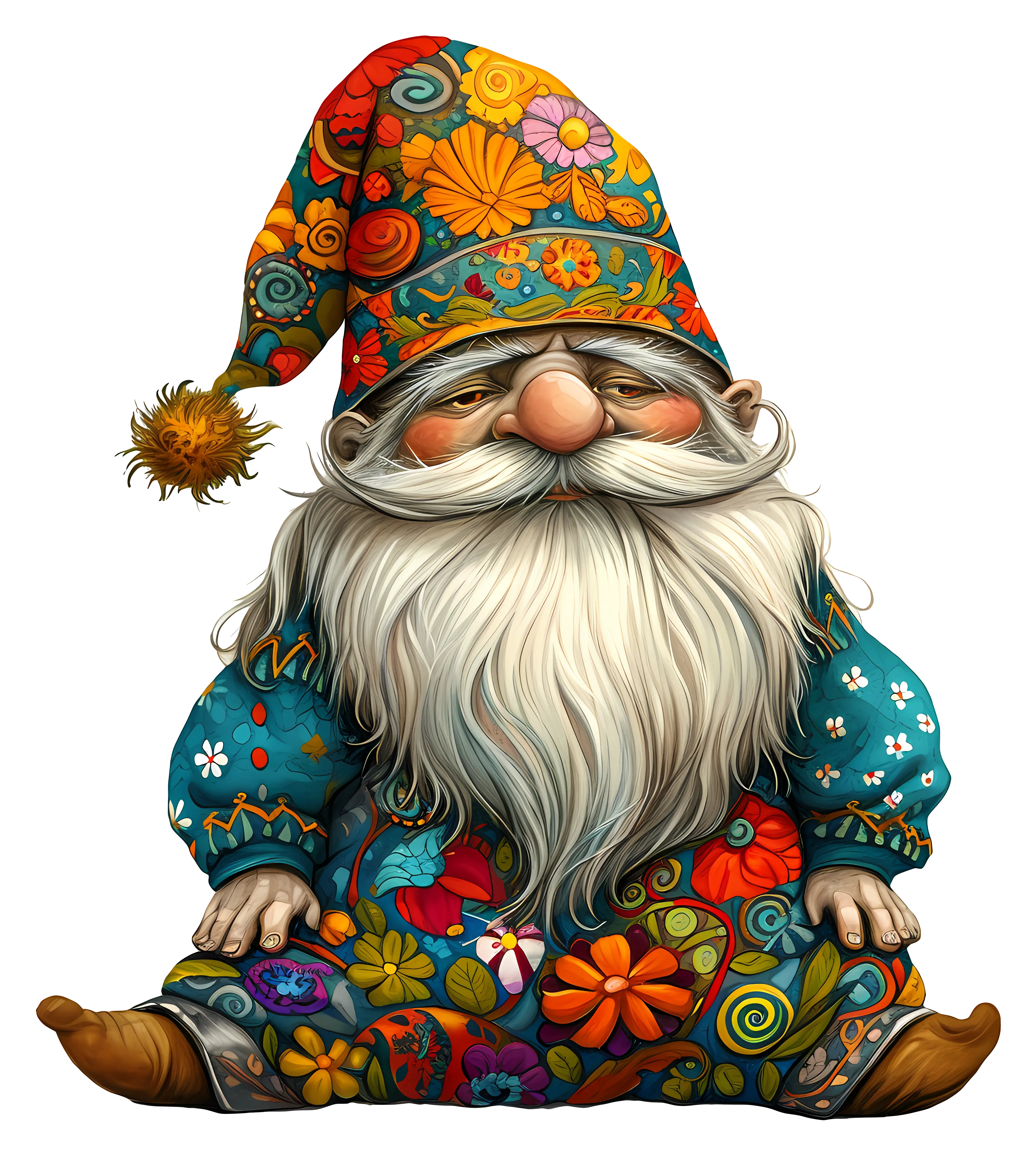 Colorful Gnome with Floral Outfit