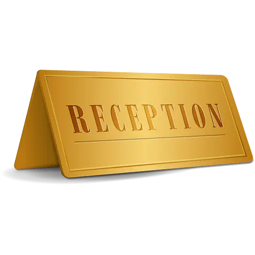 Gold Reception Sign for Hotel Desk