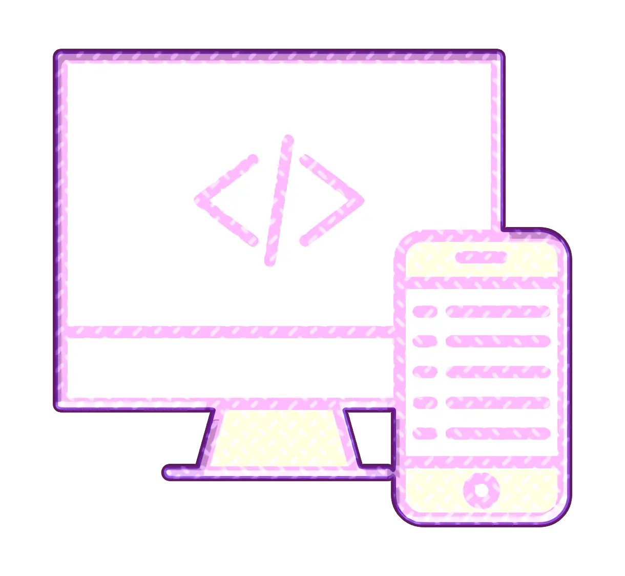 Computer and Mobile with Code Symbol