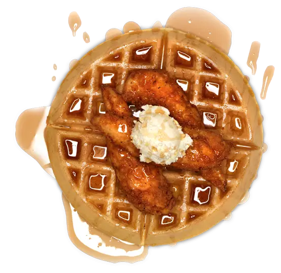 Delicious Chicken and Waffles with Syrup