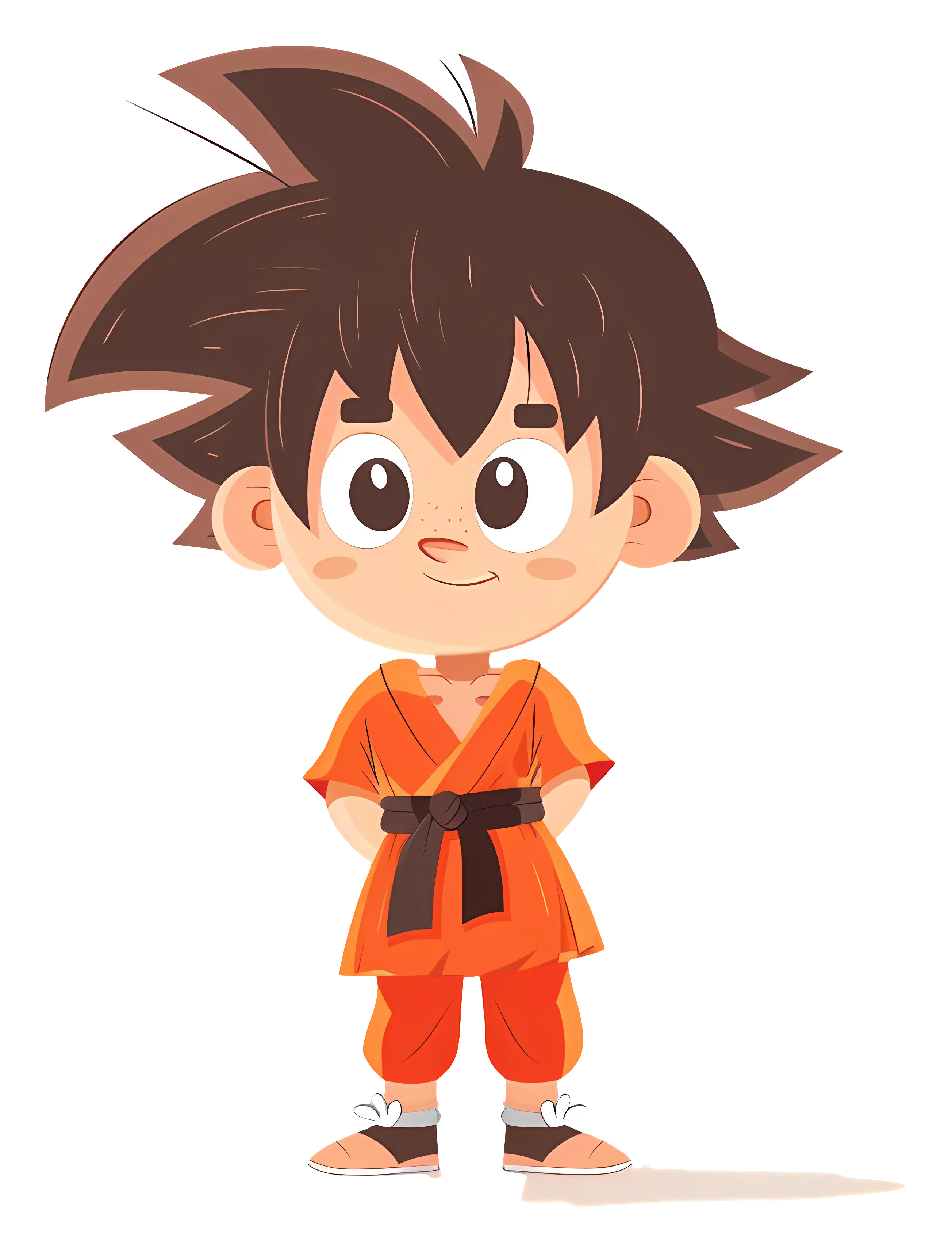 Cute Cartoon Martial Arts Boy in Orange Outfit
