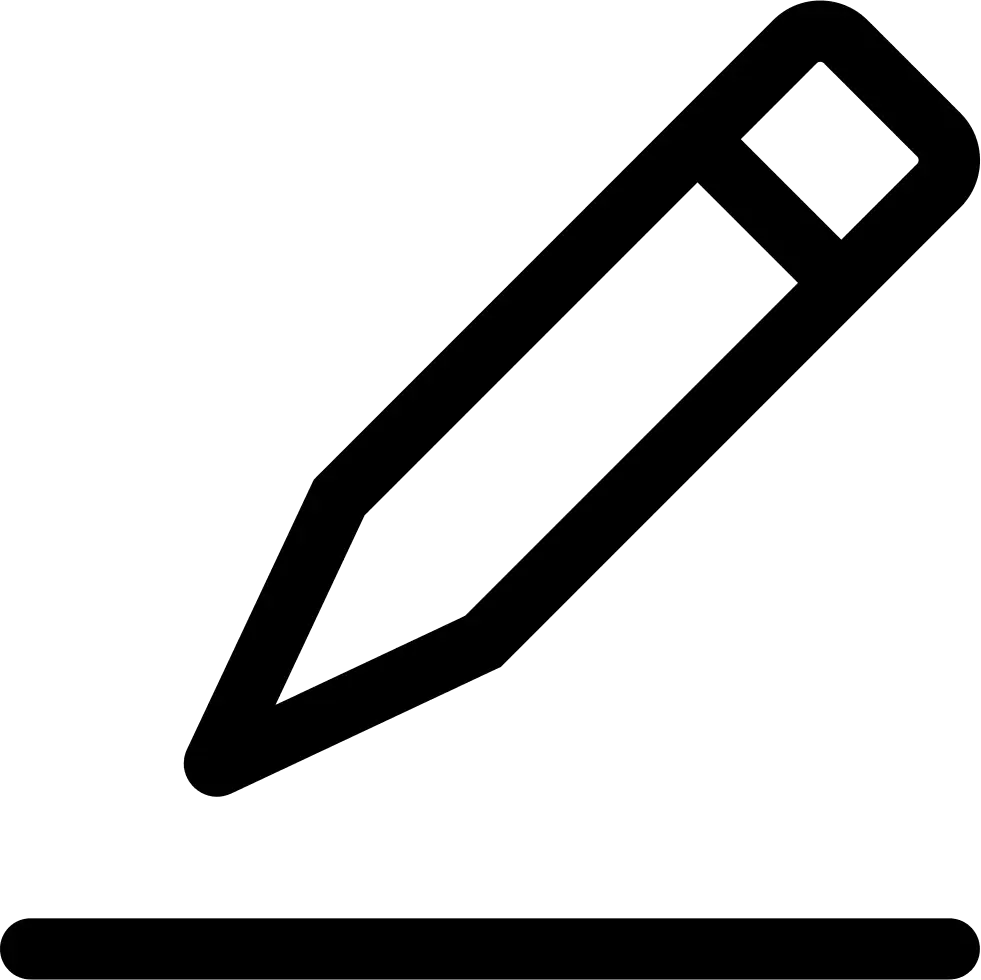 Pencil Icon with Line for Writing or Drawing