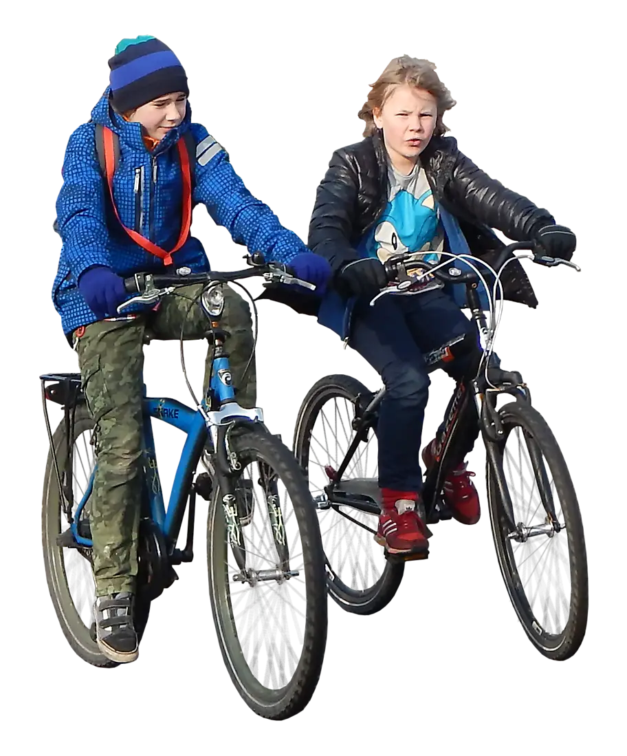 Two Kids Riding Bicycles