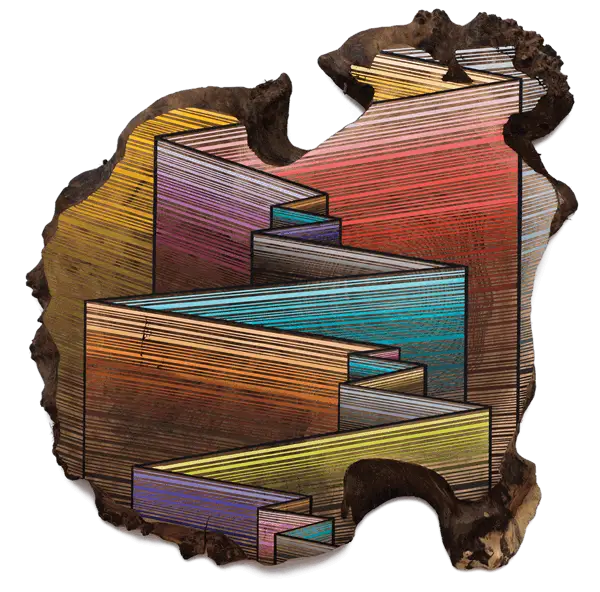 Colorful Geometric Shapes on Wood