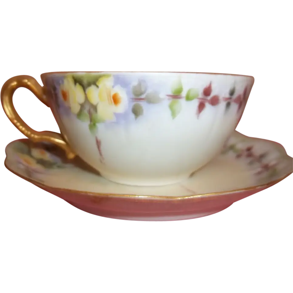 Floral Teacup with Matching Saucer