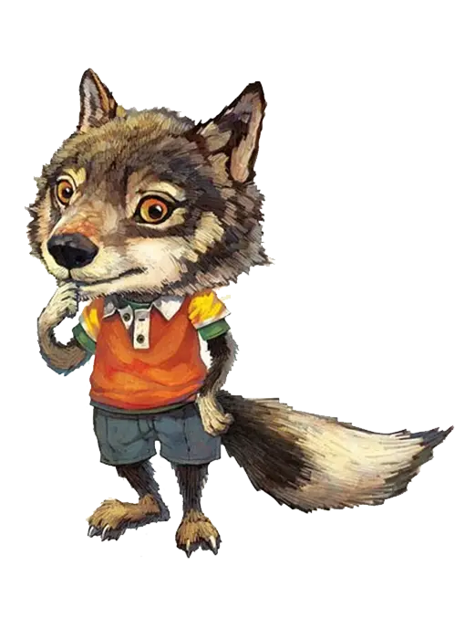 Cartoon Wolf in Clothes Standing
