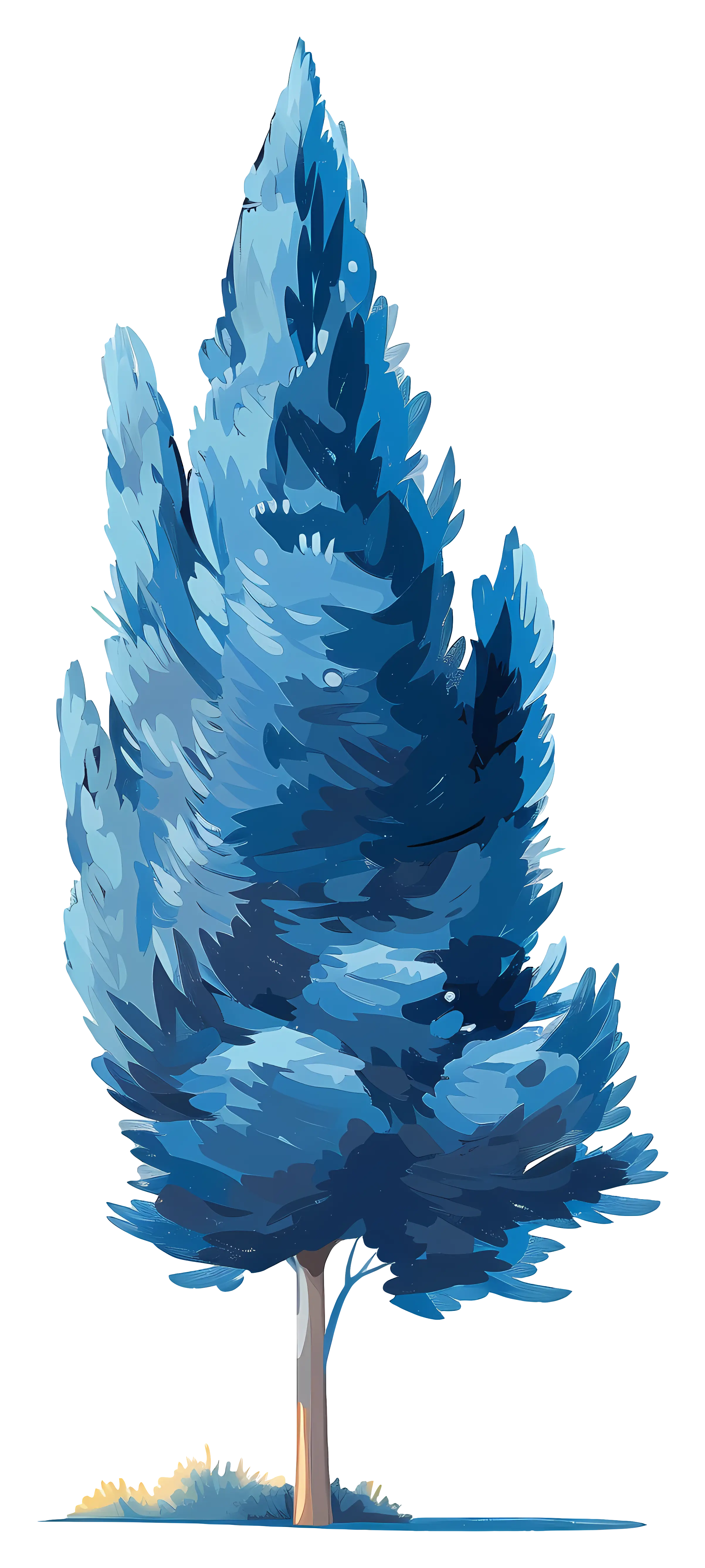 Stylized Blue Pine Tree Illustration