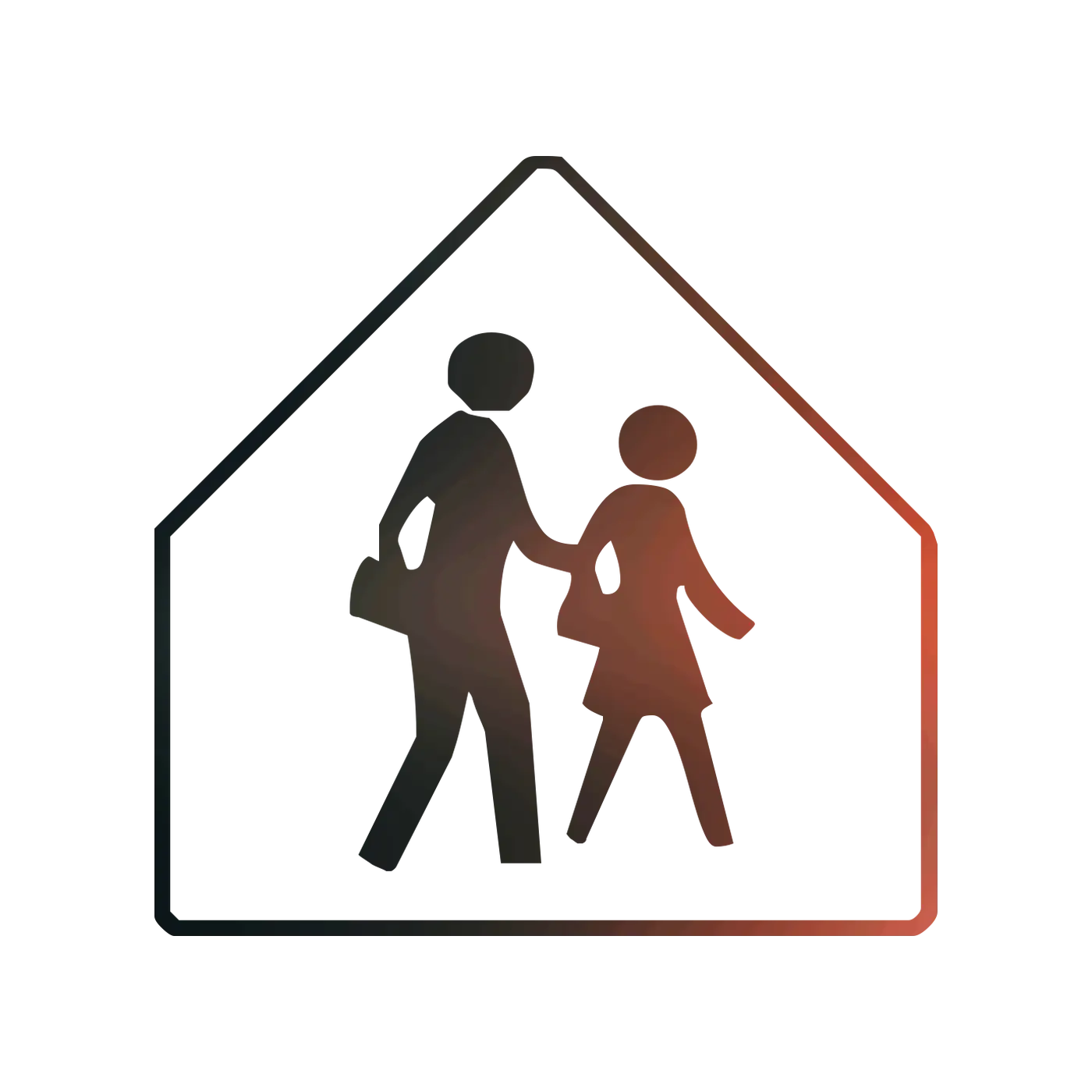 Silhouette of People in House Icon