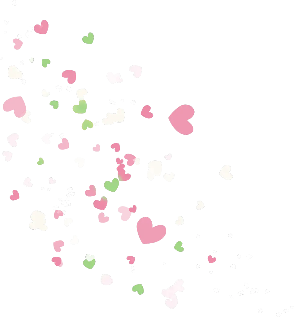 Pink and Green Heart Confetti Design