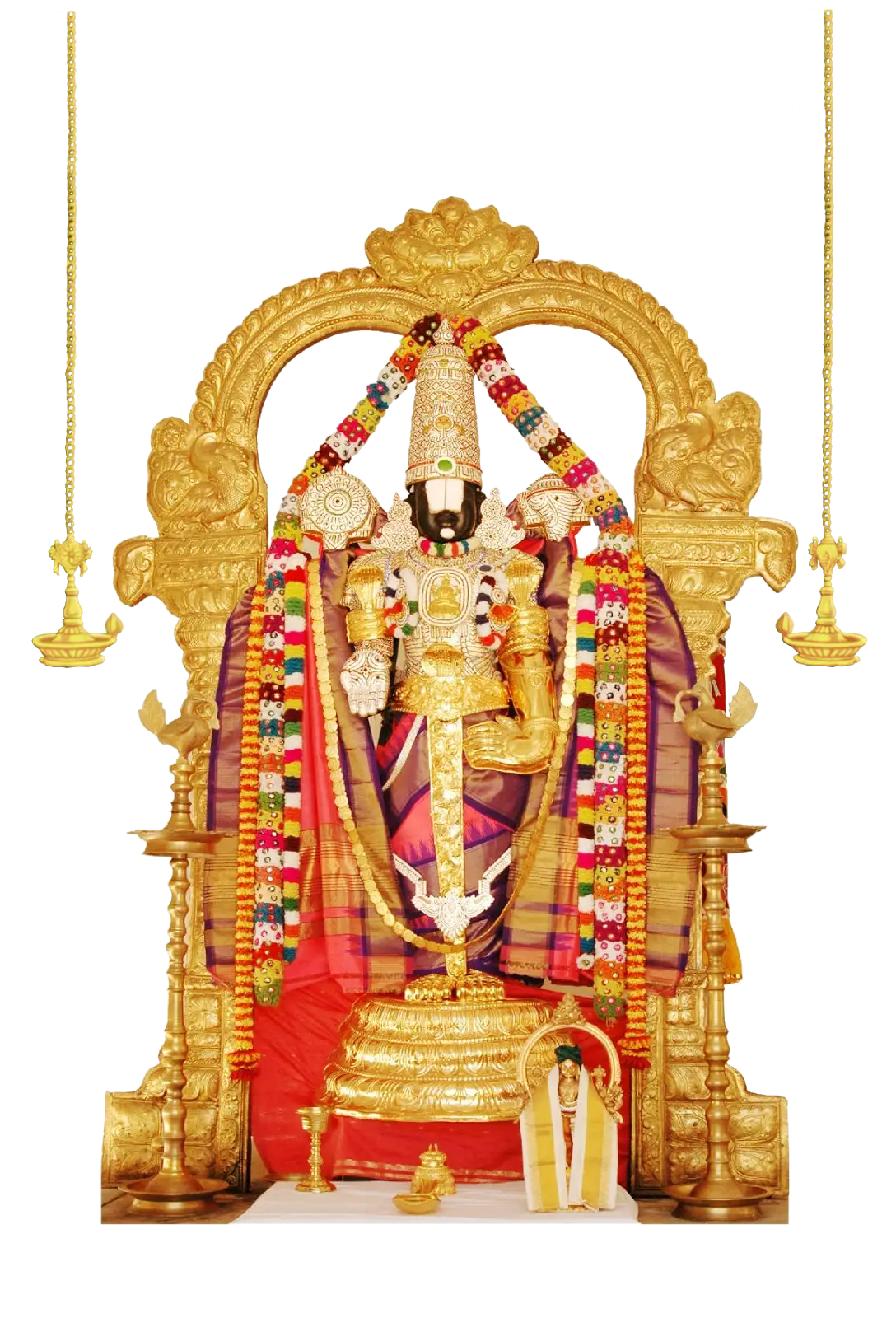 Intricately Designed Gold Deity Statue with Decorations