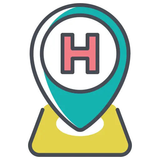 Hospital Location Pin Icon Illustration