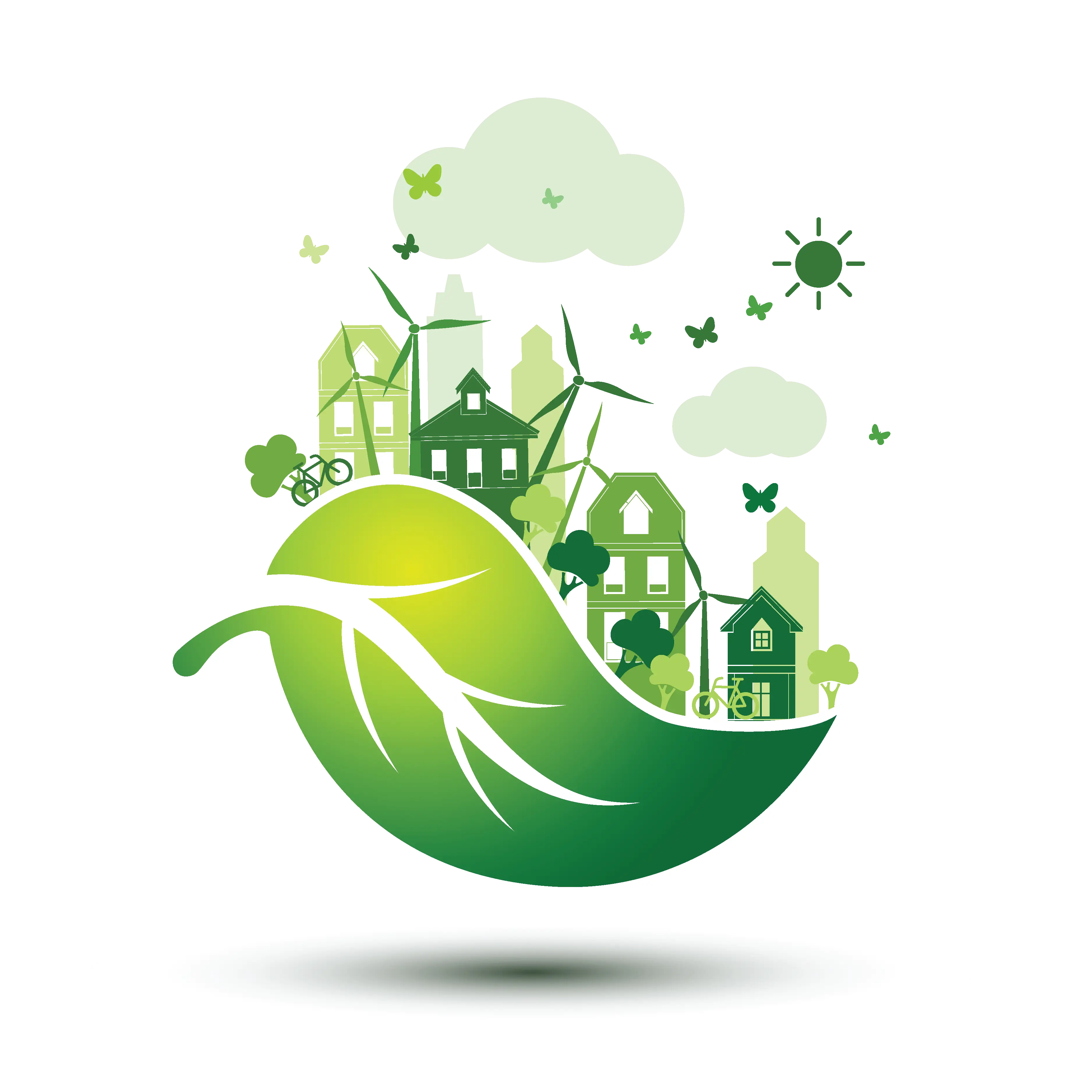 Eco-Friendly Concept Leaf with Sustainable Houses