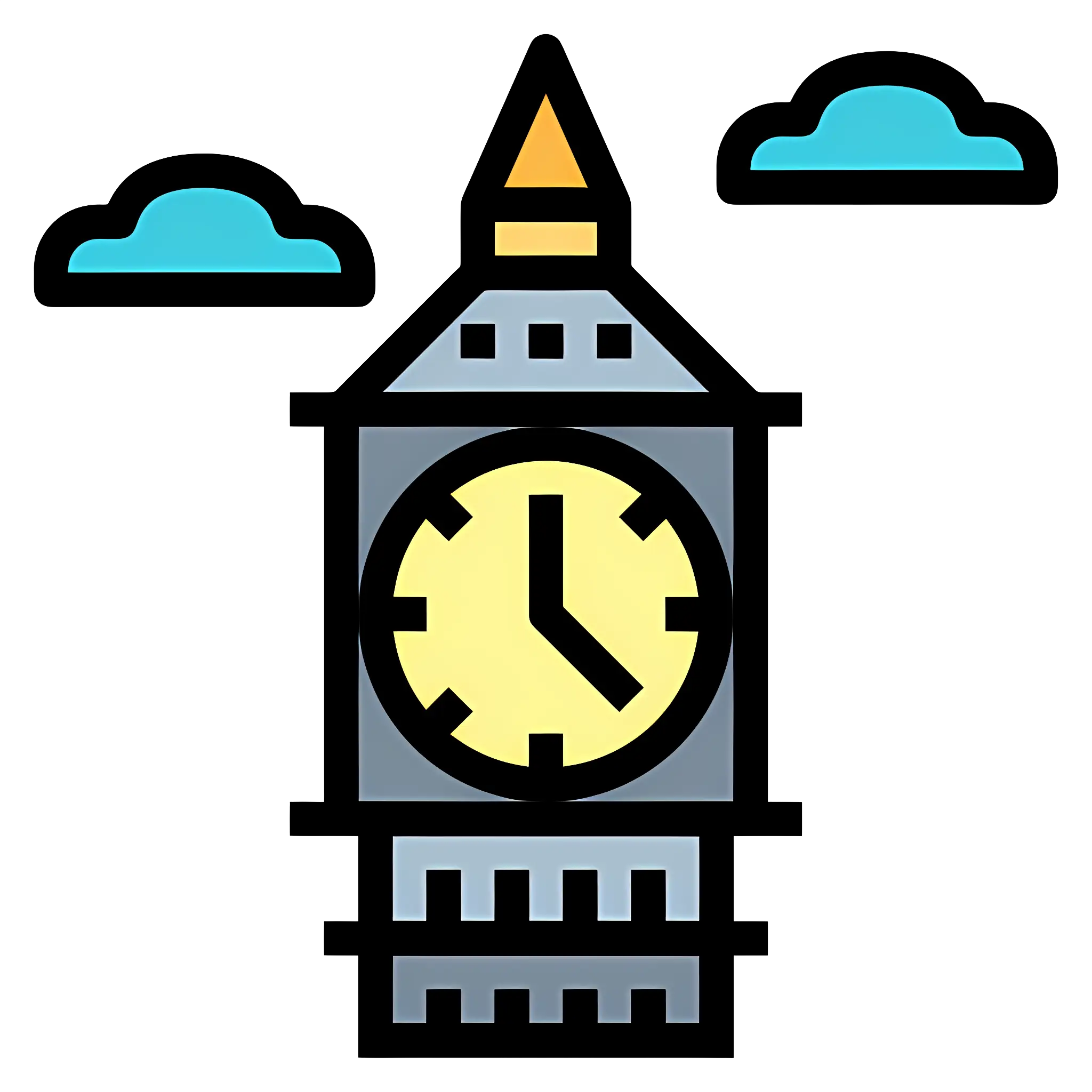 Iconic Clock Tower with Clouds