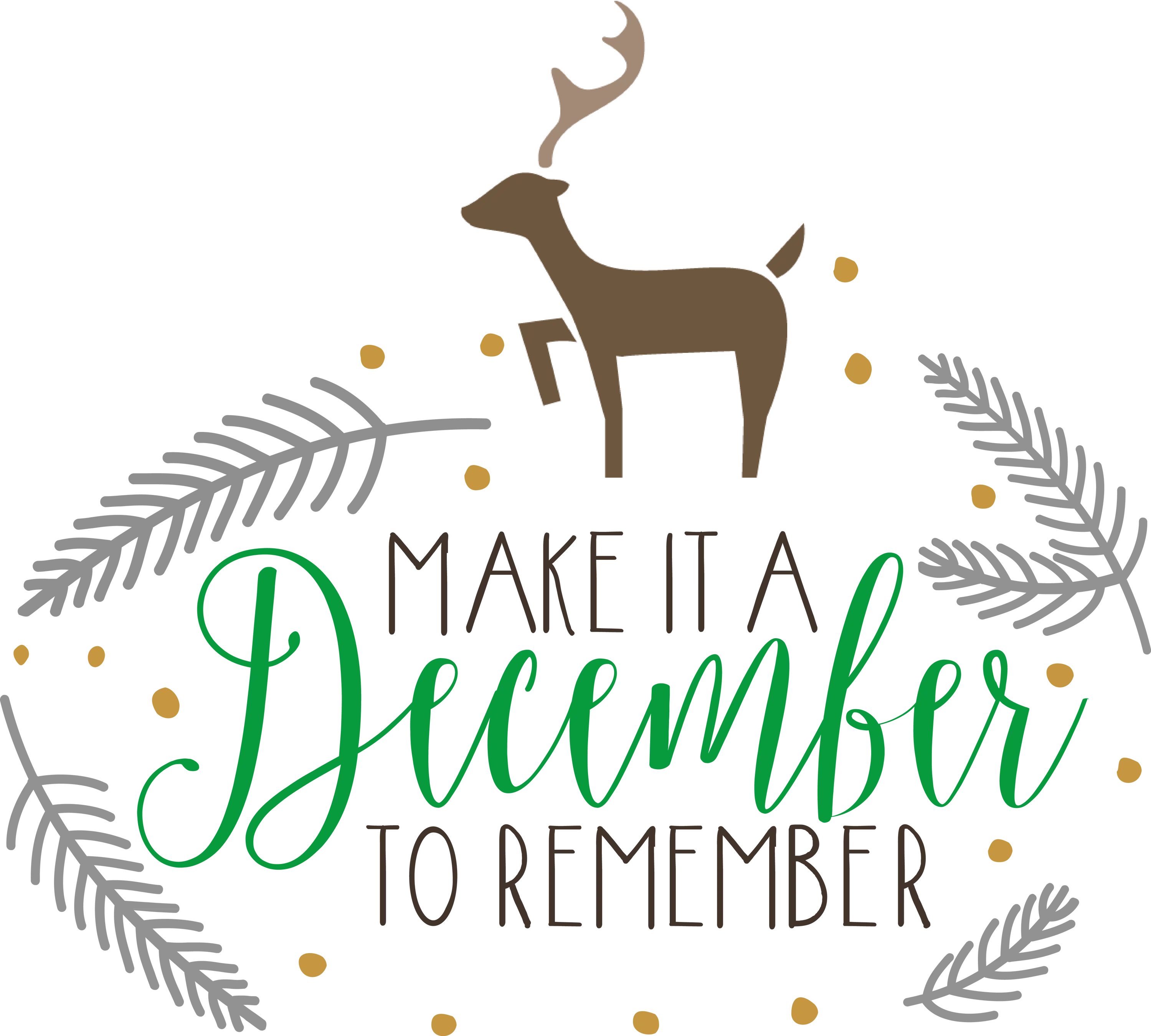 Festive Reindeer in Holiday Design with December Quote