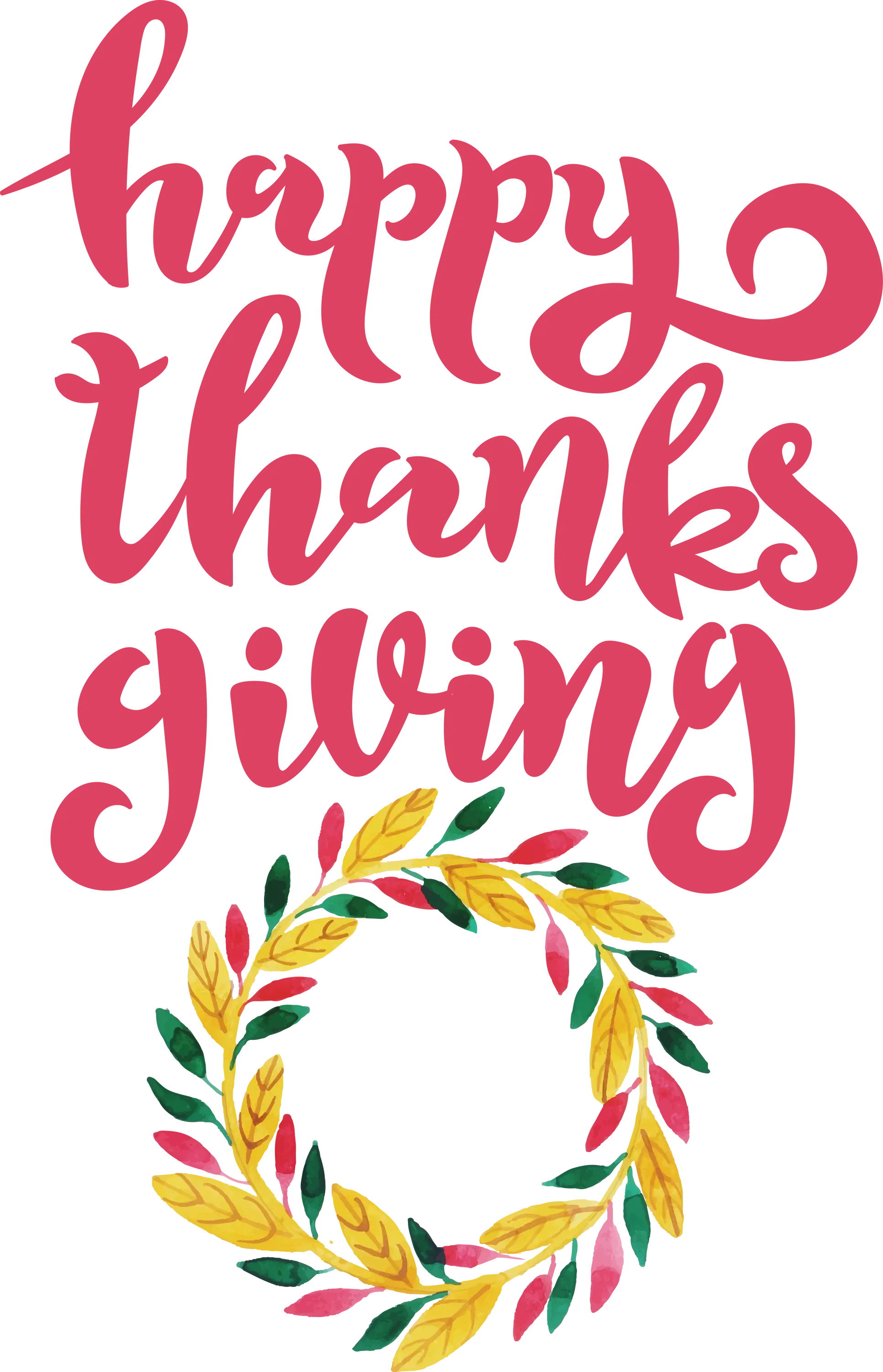 Happy Thanksgiving Text with Wreath Decoration