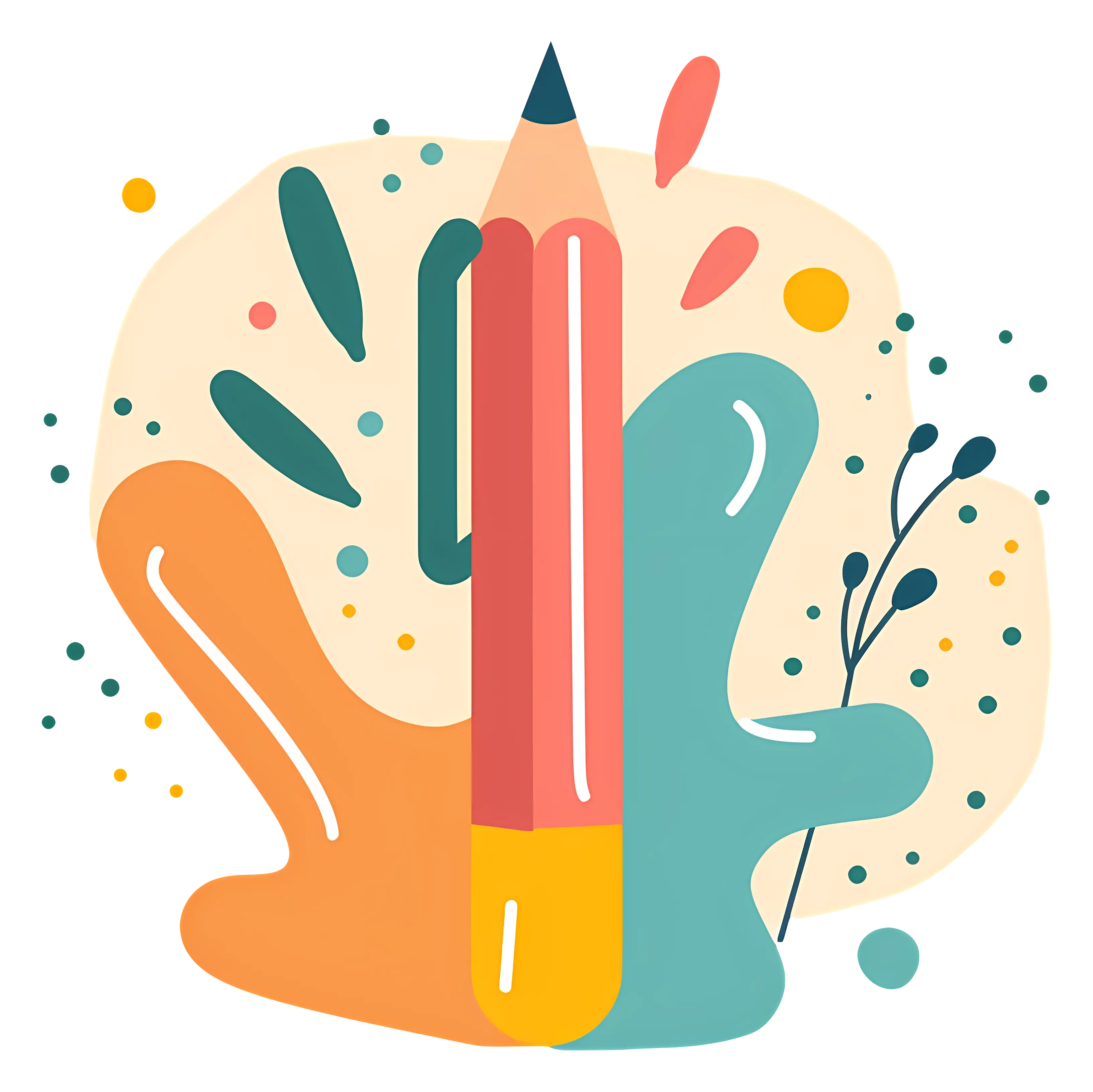 Colorful Pencil with Artistic Splashes
