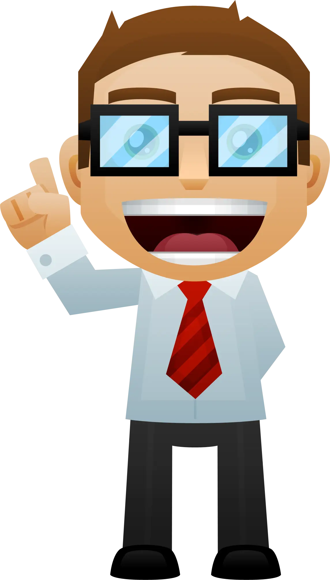 Cartoon Businessman in Glasses with Excited Gesture