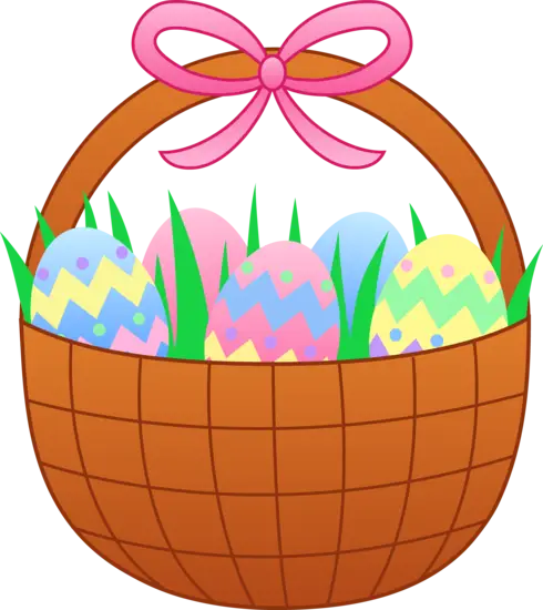 Easter Basket Filled with Colorful Eggs