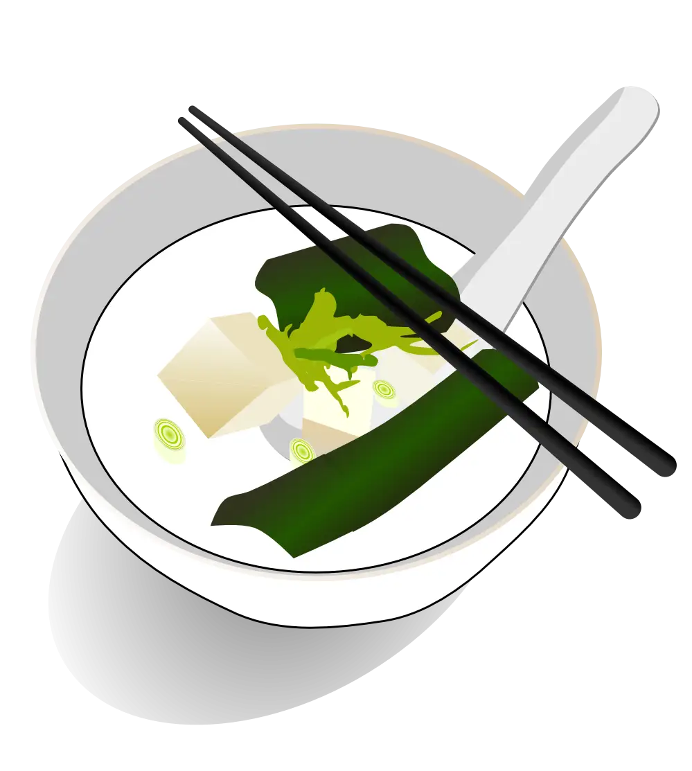 Bowl of Soup with Tofu and Chopsticks