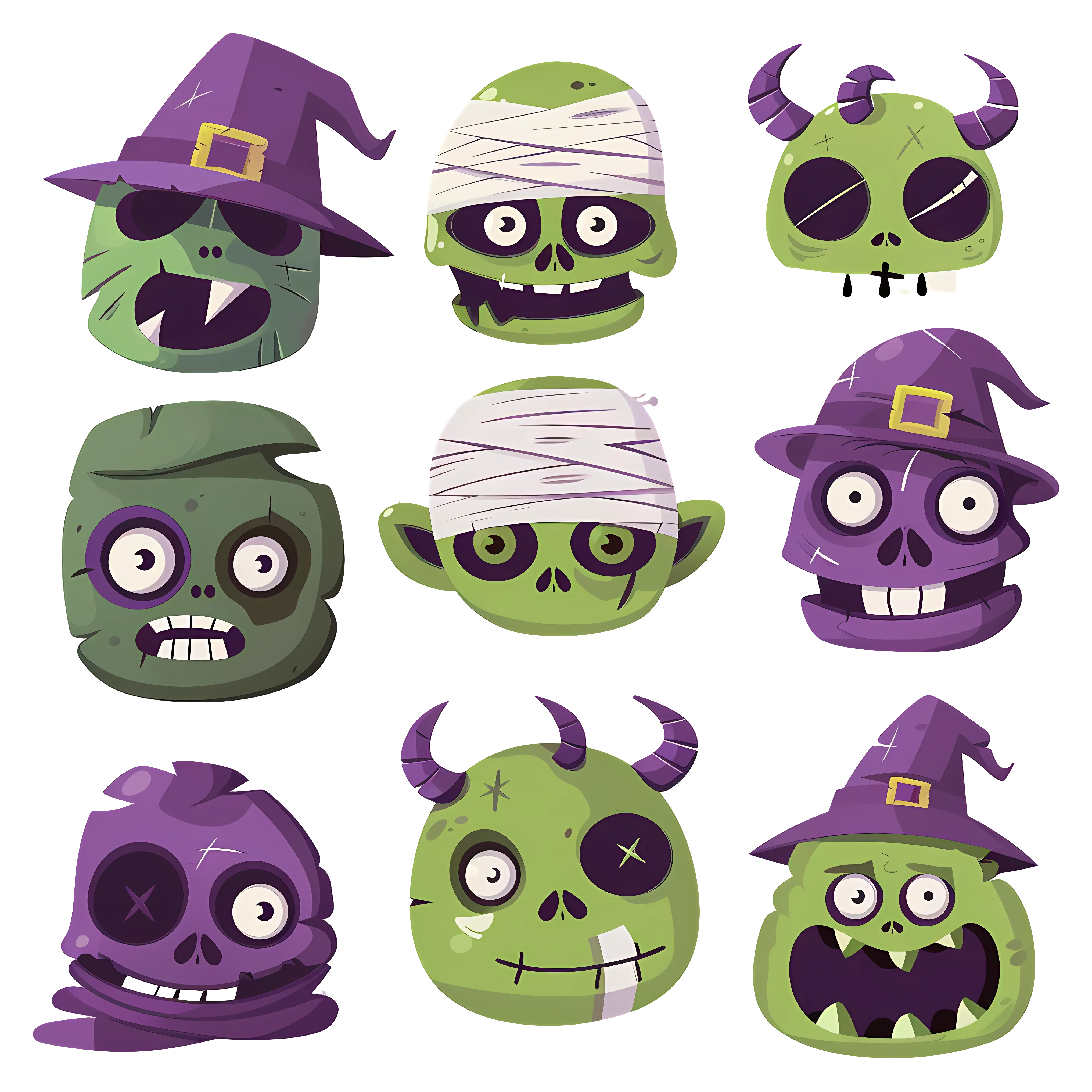 Funny and Creepy Cartoon Zombie Faces for Halloween