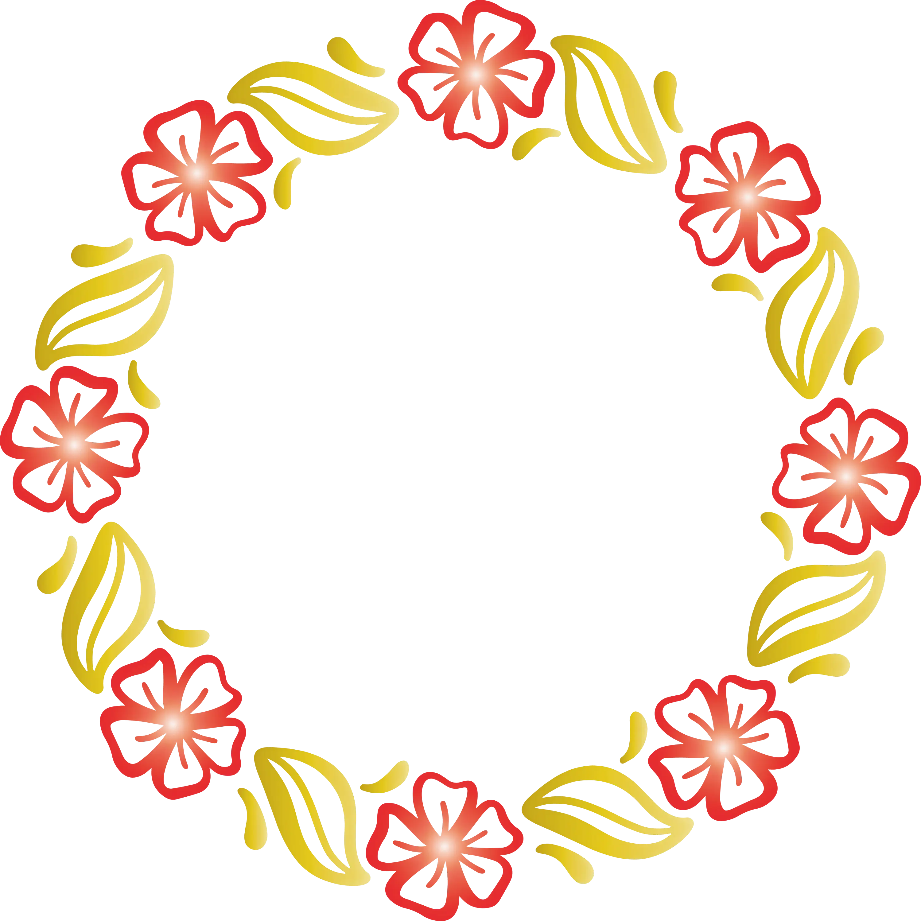 Red and Gold Floral Wreath Illustration