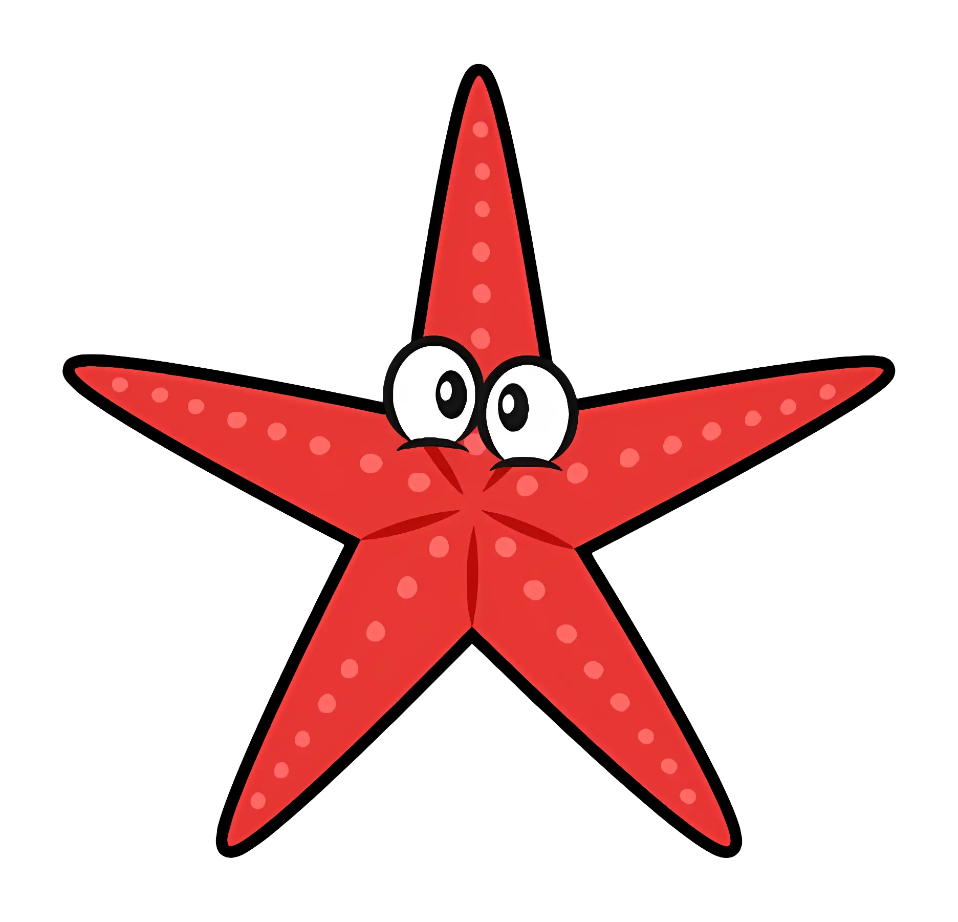 Cute Red Cartoon Starfish with Fun Expression