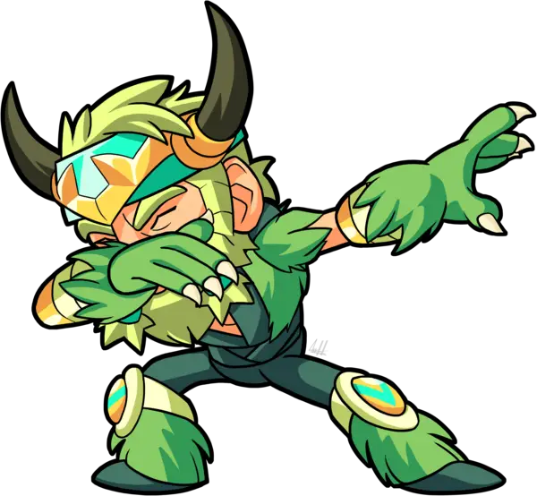 Green Cartoon Character Dabbing