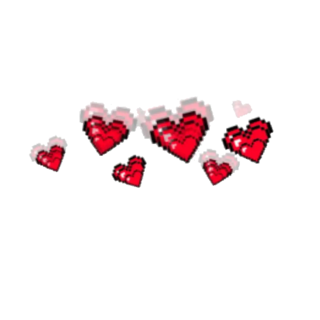 Pixelized Red Hearts in Retro Style